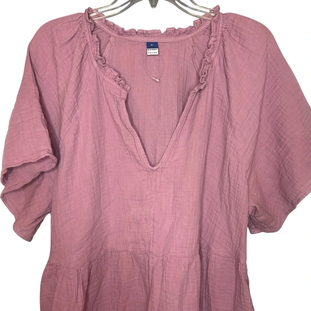 Old Navy Purple Cotton Gauze Peasant Dress XL Boho Mini - Picture 10 of 12